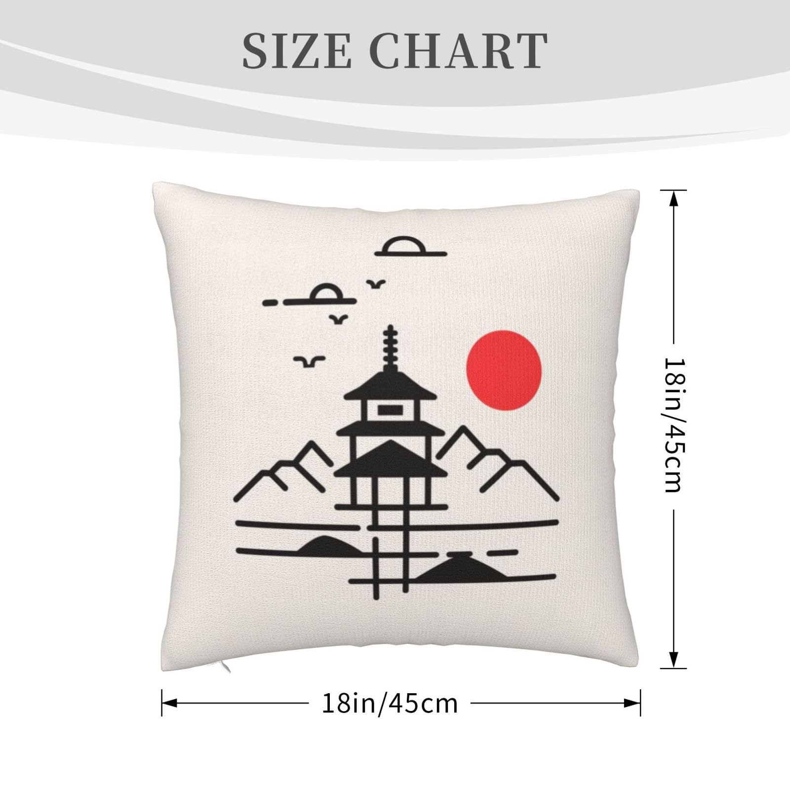 Amazon.co.jp: クッションカバー 45×45cm 和風 寺 太陽 抱き枕カバー